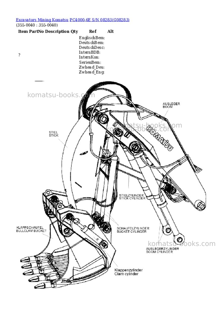 Komatsu PC4000-6E S/N 08283 Parts catalog cover Page 9 Komatsu PC4000-6E S/N 08283 Parts catalog cover Page 9