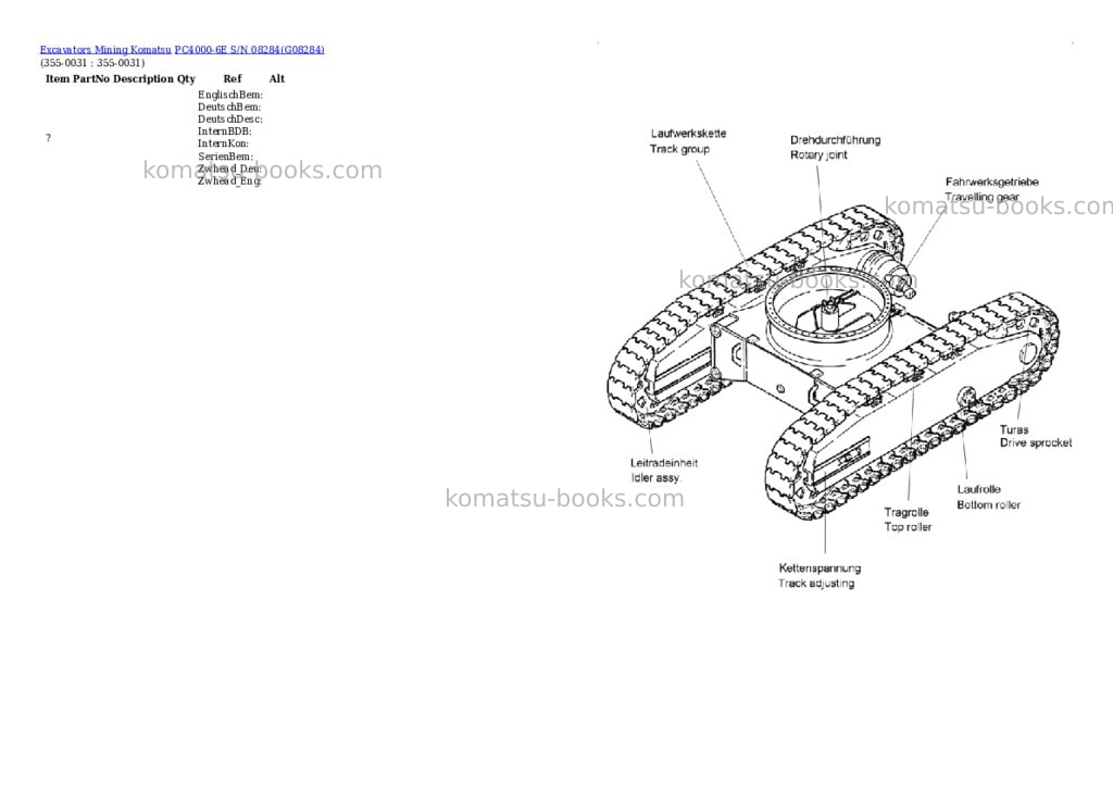 Komatsu PC4000-6E S/N 08284 Parts catalog cover Page 8 Komatsu PC4000-6E S/N 08284 Parts catalog cover Page 8