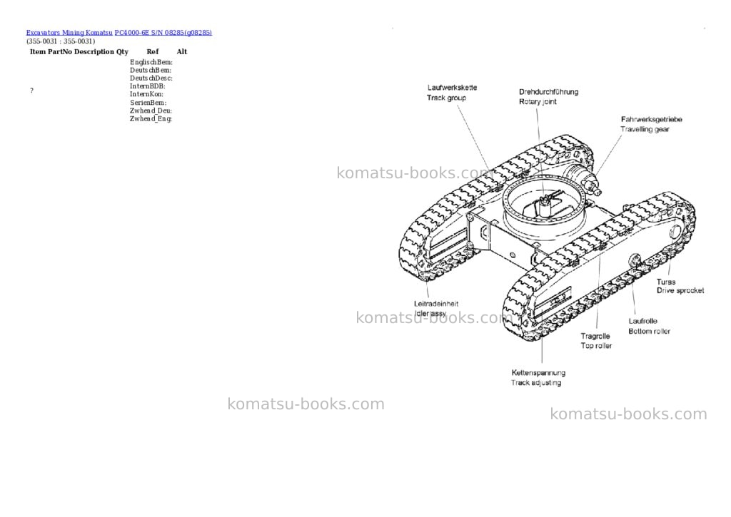 Komatsu PC4000-6E S/N 08285 Parts catalog cover Page 8