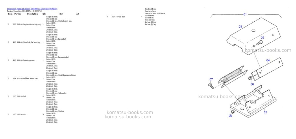 Komatsu PC4000-11 S/N 08287 Parts catalog cover Page 2 Komatsu PC4000-11 S/N 08287 Parts catalog cover Page 2