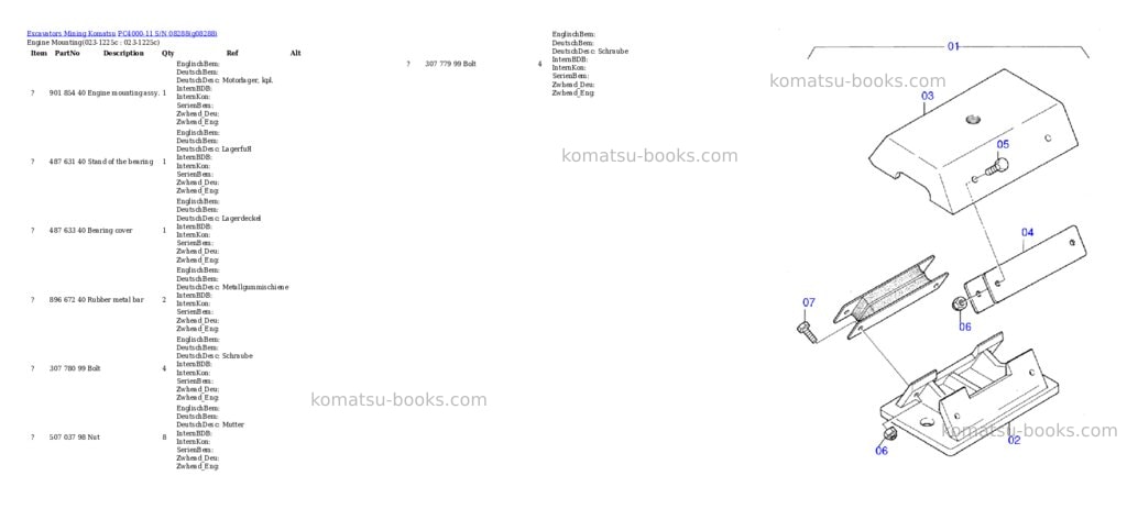 Komatsu PC4000-11 S/N 08288 Parts catalog cover Komatsu PC4000-11 S/N 08288 Parts catalog cover