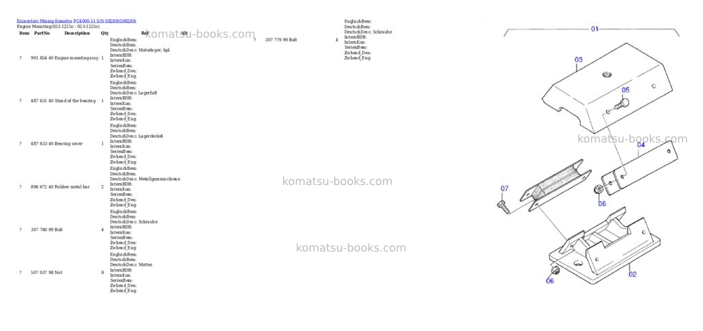 Komatsu PC4000-11 S/N 08289 Parts catalog cover Komatsu PC4000-11 S/N 08289 Parts catalog cover