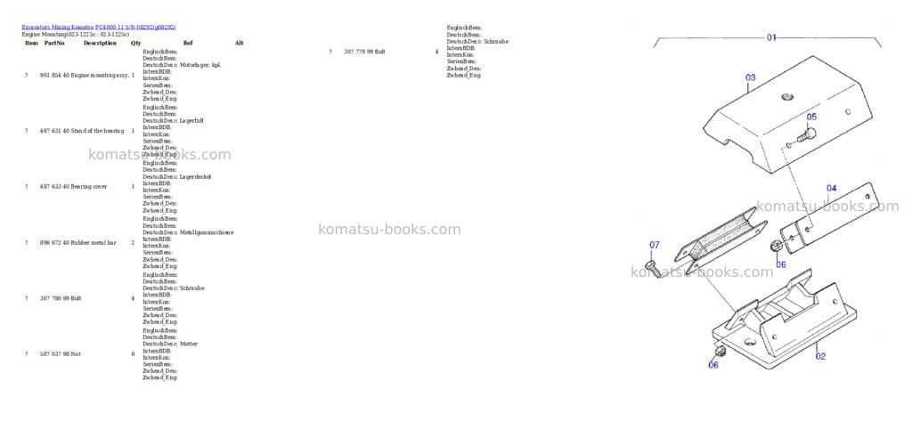 Komatsu PC4000-11 S/N 08292 Parts catalog cover Komatsu PC4000-11 S/N 08292 Parts catalog cover