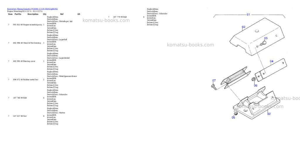 Komatsu PC4000-11 S/N 08292 Parts catalog cover Page 2 Komatsu PC4000-11 S/N 08292 Parts catalog cover Page 2