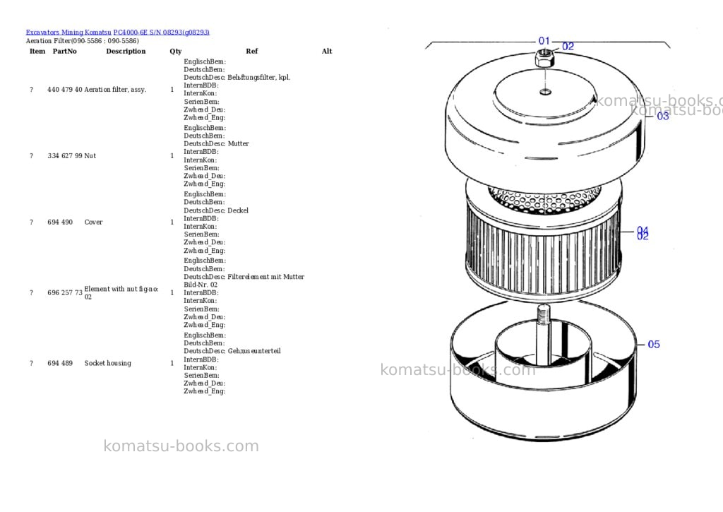 Komatsu PC4000-6E S/N 08293 Parts catalog cover Page 5 Komatsu PC4000-6E S/N 08293 Parts catalog cover Page 5
