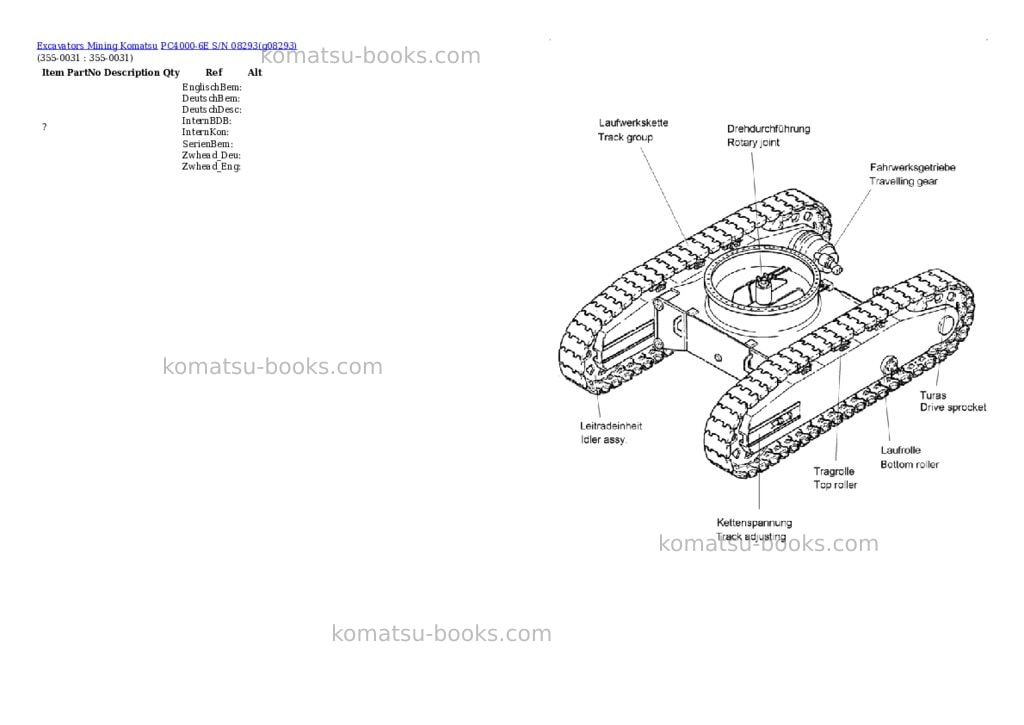 Komatsu PC4000-6E S/N 08293 Parts catalog cover Page 8 Komatsu PC4000-6E S/N 08293 Parts catalog cover Page 8