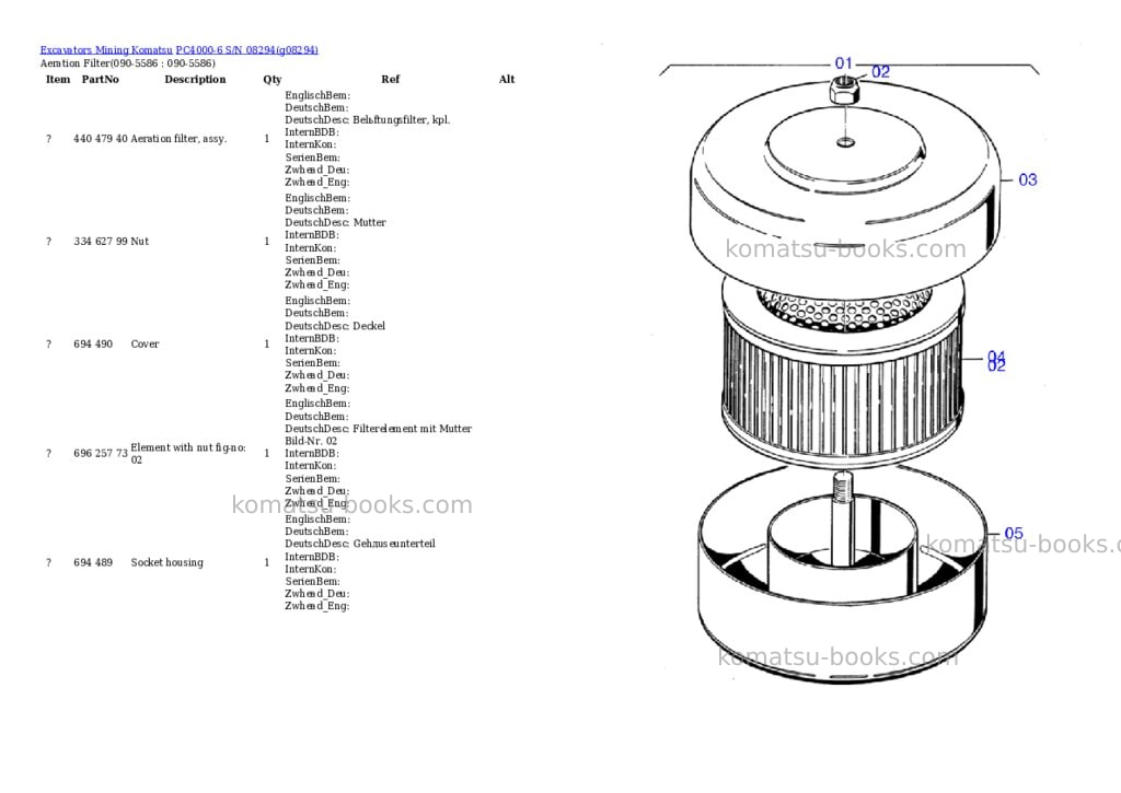 Komatsu PC4000-6 S/N 08294 Parts catalog cover Page 8