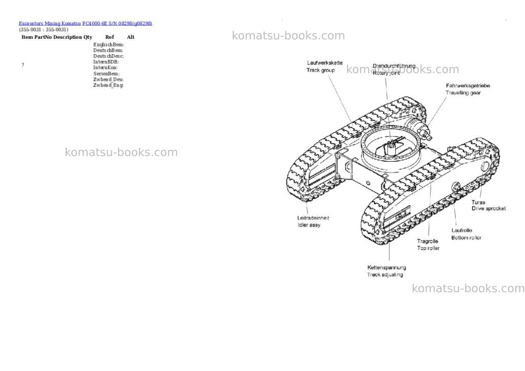 Komatsu PC4000-6E S/N 08298 Parts catalog cover Page 3 Komatsu PC4000-6E S/N 08298 Parts catalog cover Page 3