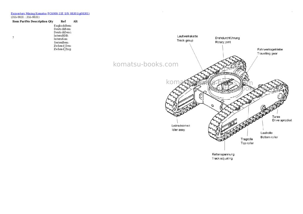 Komatsu PC4000-11E S/N 08301 Parts catalog cover Page 7 Komatsu PC4000-11E S/N 08301 Parts catalog cover Page 7