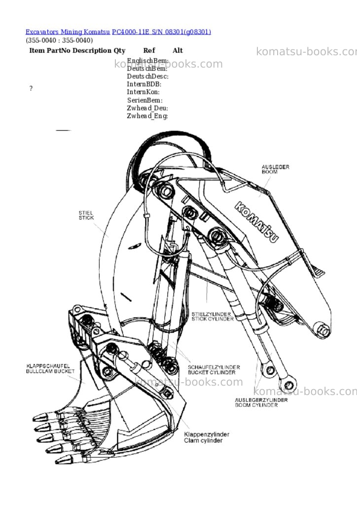 Komatsu PC4000-11E S/N 08301 Parts catalog cover Page 8 Komatsu PC4000-11E S/N 08301 Parts catalog cover Page 8