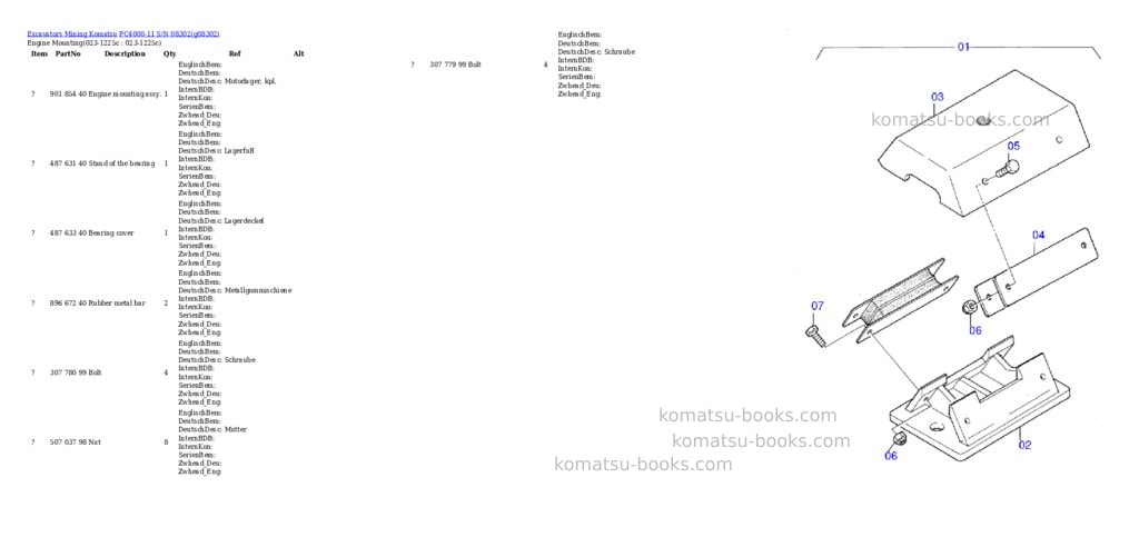 Komatsu PC4000-11 S/N 08302 Parts catalog cover
