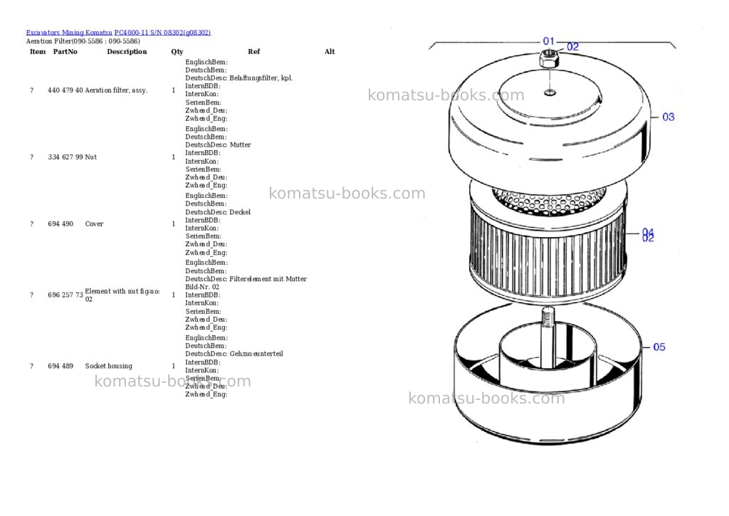 Komatsu PC4000-11 S/N 08302 Parts catalog cover Page 9