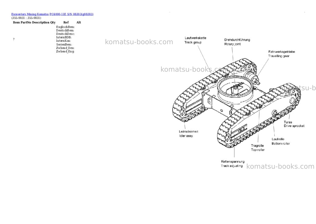 Komatsu PC4000-11E S/N 08303 Parts catalog cover Page 7 Komatsu PC4000-11E S/N 08303 Parts catalog cover Page 7