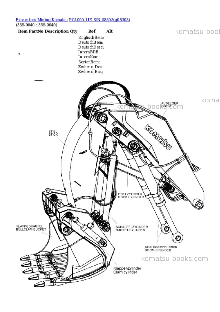 Komatsu PC4000-11E S/N 08303 Parts catalog cover Page 8 Komatsu PC4000-11E S/N 08303 Parts catalog cover Page 8