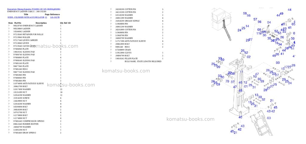 Komatsu PC4000-11E S/N 08306 Parts catalog cover Page 10 Komatsu PC4000-11E S/N 08306 Parts catalog cover Page 10