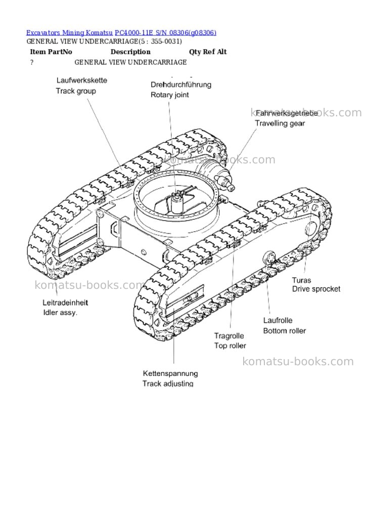 Komatsu PC4000-11E S/N 08306 Parts catalog cover Page 2 Komatsu PC4000-11E S/N 08306 Parts catalog cover Page 2