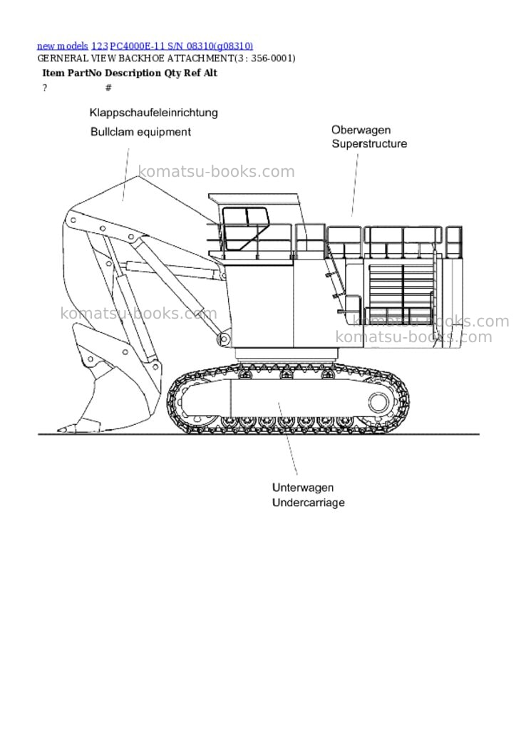 Komatsu PC4000E-11 S/N 08310 Parts catalog cover