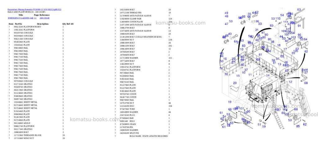 Komatsu PC4000-11 S/N 08312 Parts catalog cover Page 5 Komatsu PC4000-11 S/N 08312 Parts catalog cover Page 5