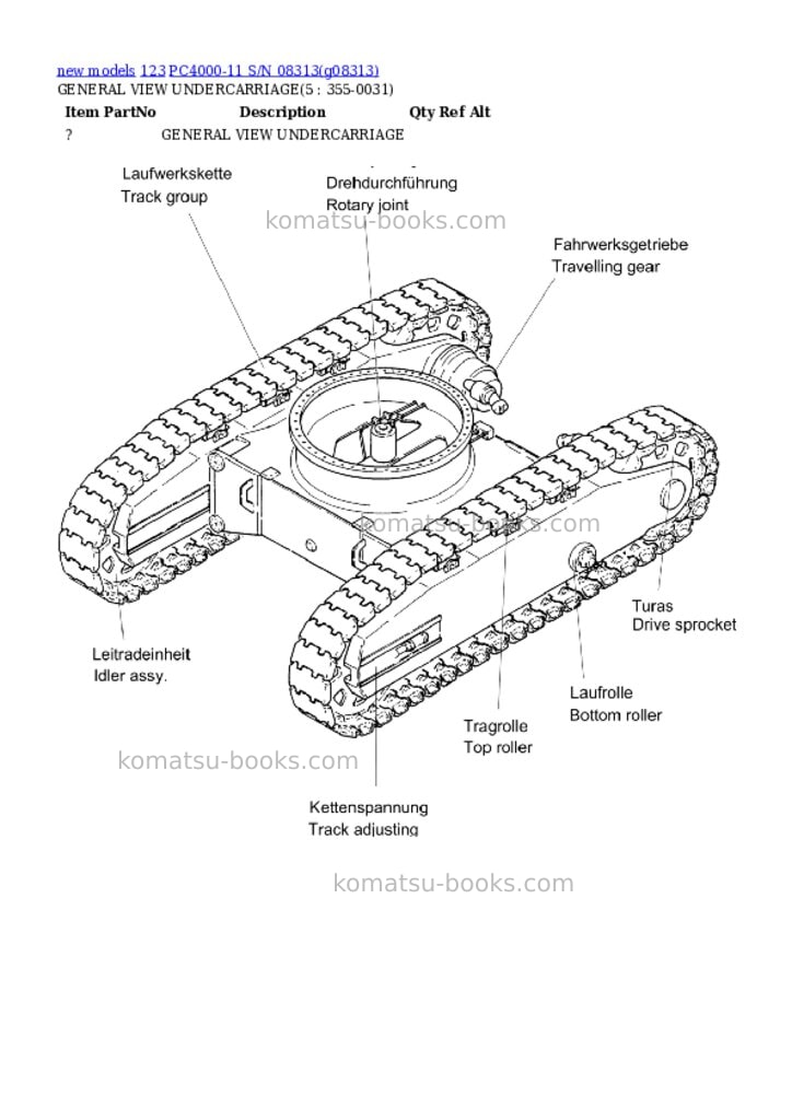 Komatsu PC4000-11 S/N 08313 Parts catalog cover Page 3 Komatsu PC4000-11 S/N 08313 Parts catalog cover Page 3