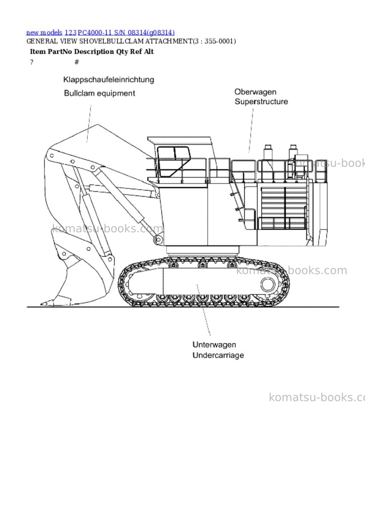 Komatsu PC4000-11 S/N 08314 Parts catalog cover