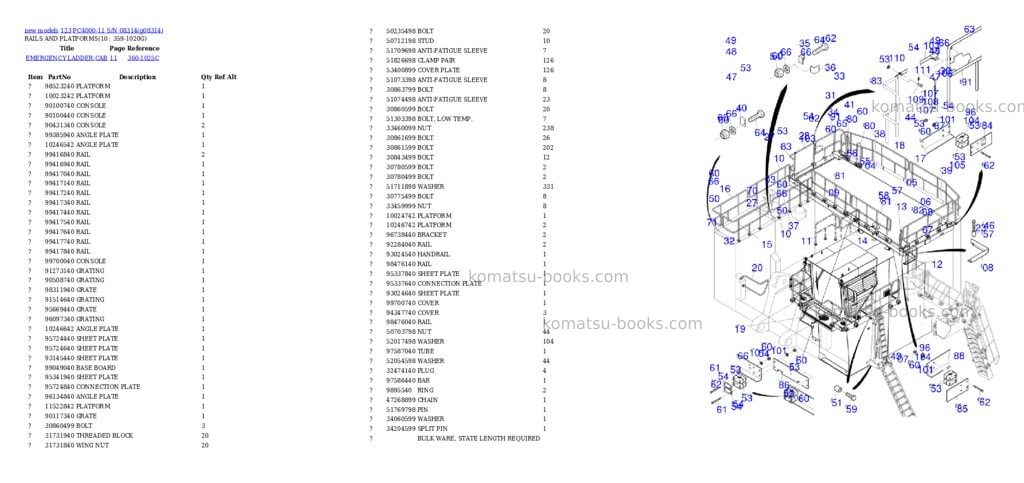 Komatsu PC4000-11 S/N 08314 Parts catalog cover Page 8