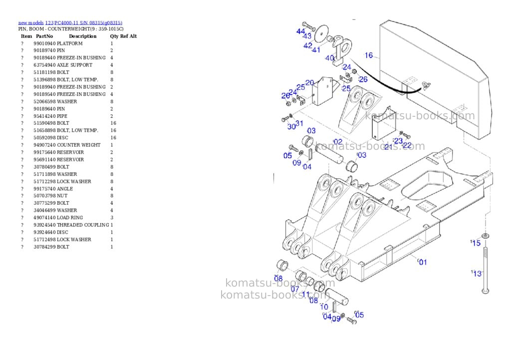 Komatsu PC4000-11 S/N 08315 Parts catalog cover Page 2 Komatsu PC4000-11 S/N 08315 Parts catalog cover Page 2