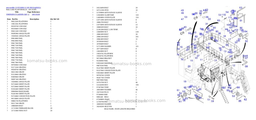 Komatsu PC4000-11 S/N 08315 Parts catalog cover Page 4 Komatsu PC4000-11 S/N 08315 Parts catalog cover Page 4