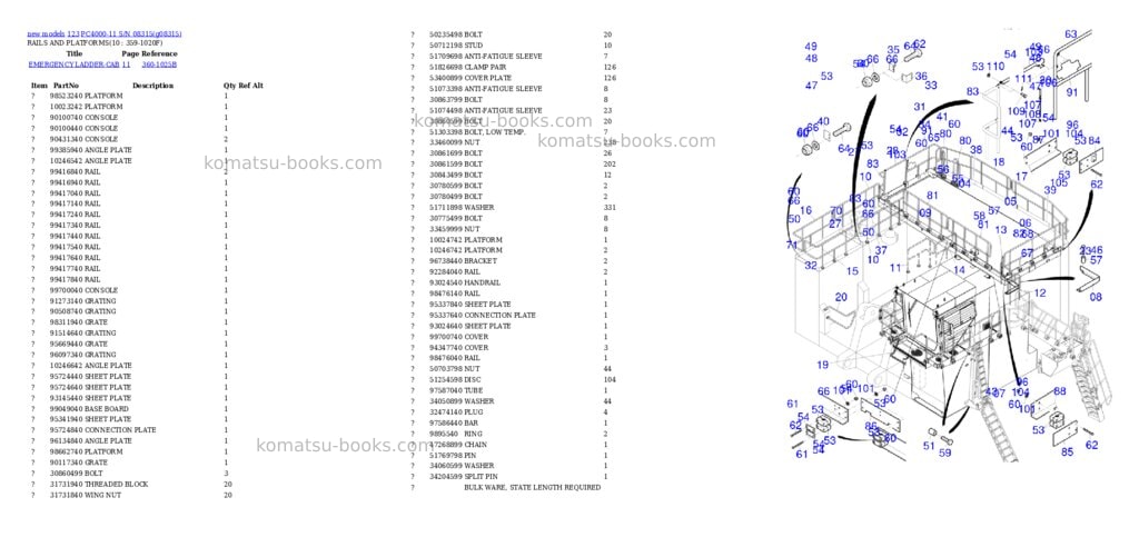 Komatsu PC4000-11 S/N 08315 Parts catalog cover Page 5 Komatsu PC4000-11 S/N 08315 Parts catalog cover Page 5
