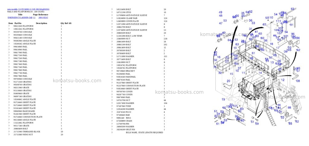 Komatsu PC4000-11 S/N 08316 Parts catalog cover Page 7 Komatsu PC4000-11 S/N 08316 Parts catalog cover Page 7