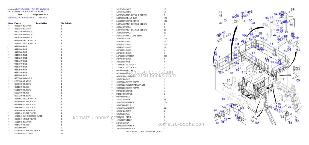 Komatsu PC4000-11 S/N 08316 Parts catalog cover Page 9 Komatsu PC4000-11 S/N 08316 Parts catalog cover Page 9