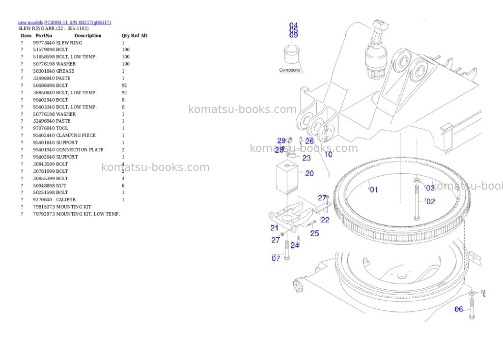 Komatsu PC4000-11 S/N 08317 Parts catalog cover Page 6 Komatsu PC4000-11 S/N 08317 Parts catalog cover Page 6