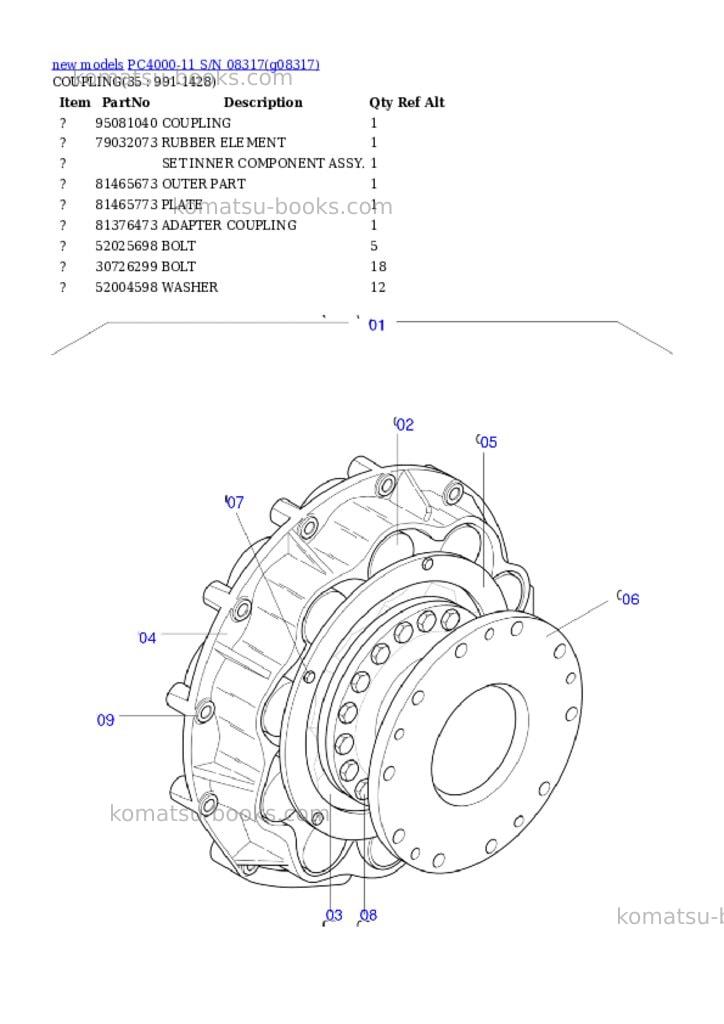 Komatsu PC4000-11 S/N 08317 Parts catalog cover Page 9 Komatsu PC4000-11 S/N 08317 Parts catalog cover Page 9