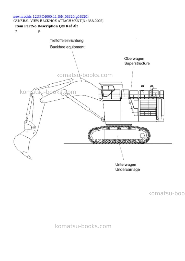 Komatsu PC4000-11 S/N 08320 Parts catalog cover