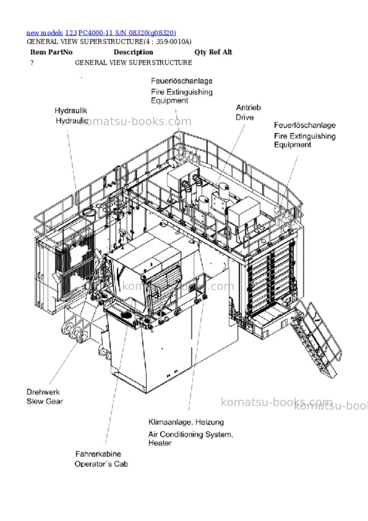 Komatsu PC4000-11 S/N 08320 Parts catalog cover Page 2