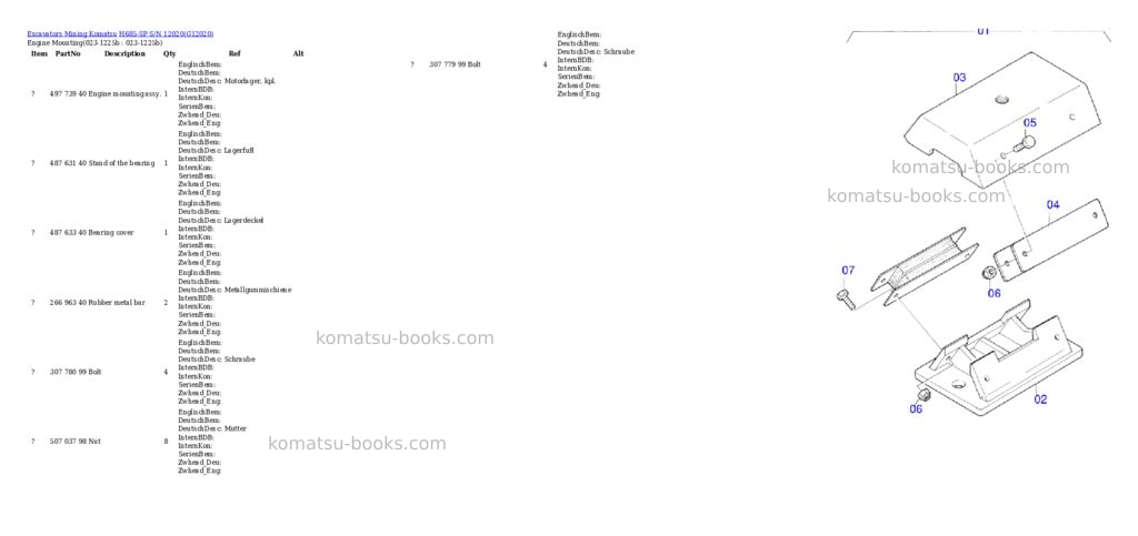 Komatsu h685-sp s/n 12020 Parts catalog cover Komatsu h685-sp s/n 12020 Parts catalog cover