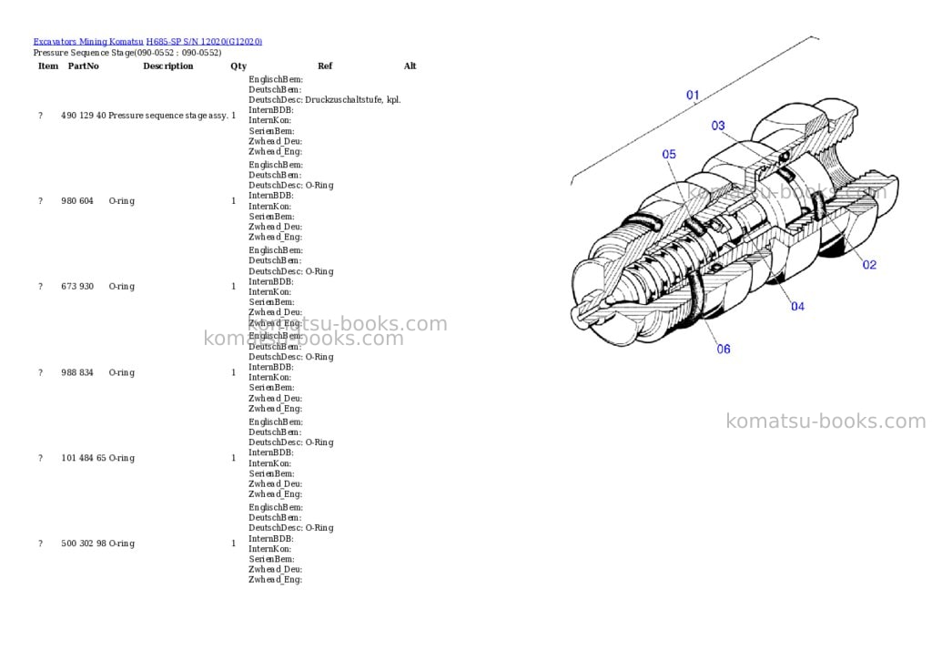 Komatsu h685-sp s/n 12020 Parts catalog cover Page 10 Komatsu h685-sp s/n 12020 Parts catalog cover Page 10