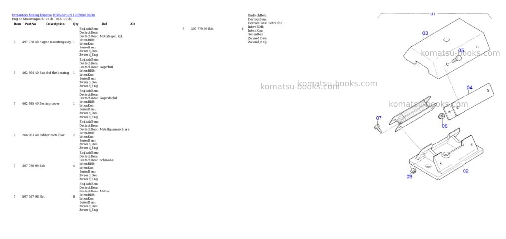 Komatsu h685-sp s/n 12020 Parts catalog cover Page 2 Komatsu h685-sp s/n 12020 Parts catalog cover Page 2