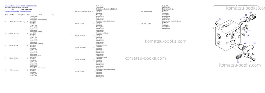 Komatsu h485sp s/n 12021 Parts catalog cover Page 10 Komatsu h485sp s/n 12021 Parts catalog cover Page 10