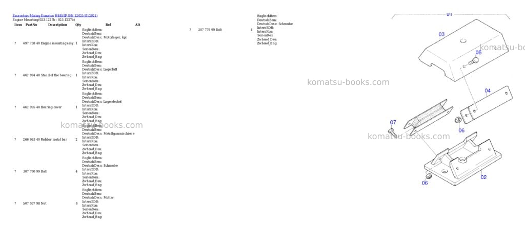 Komatsu h485sp s/n 12021 Parts catalog cover Page 2 Komatsu h485sp s/n 12021 Parts catalog cover Page 2