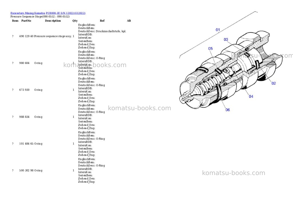 Komatsu pc8000-1e s/n 12022 Parts catalog cover Page 9 Komatsu pc8000-1e s/n 12022 Parts catalog cover Page 9