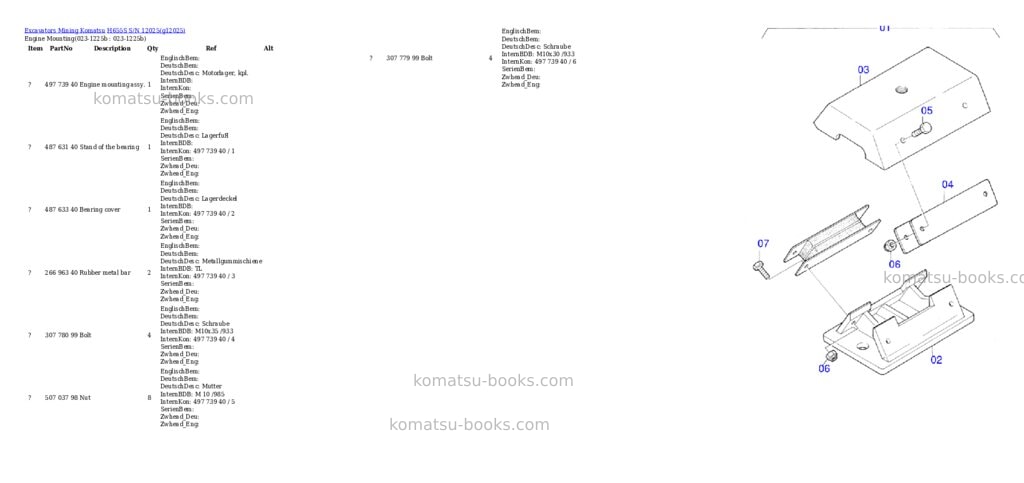 Komatsu h655s s/n 12025 Parts catalog cover