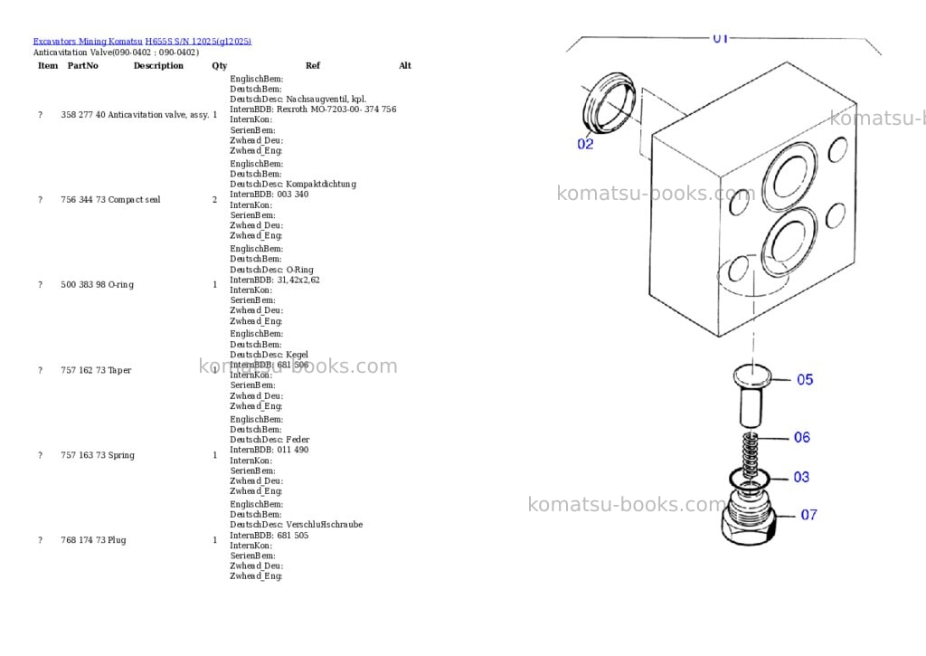 Komatsu h655s s/n 12025 Parts catalog cover Page 6