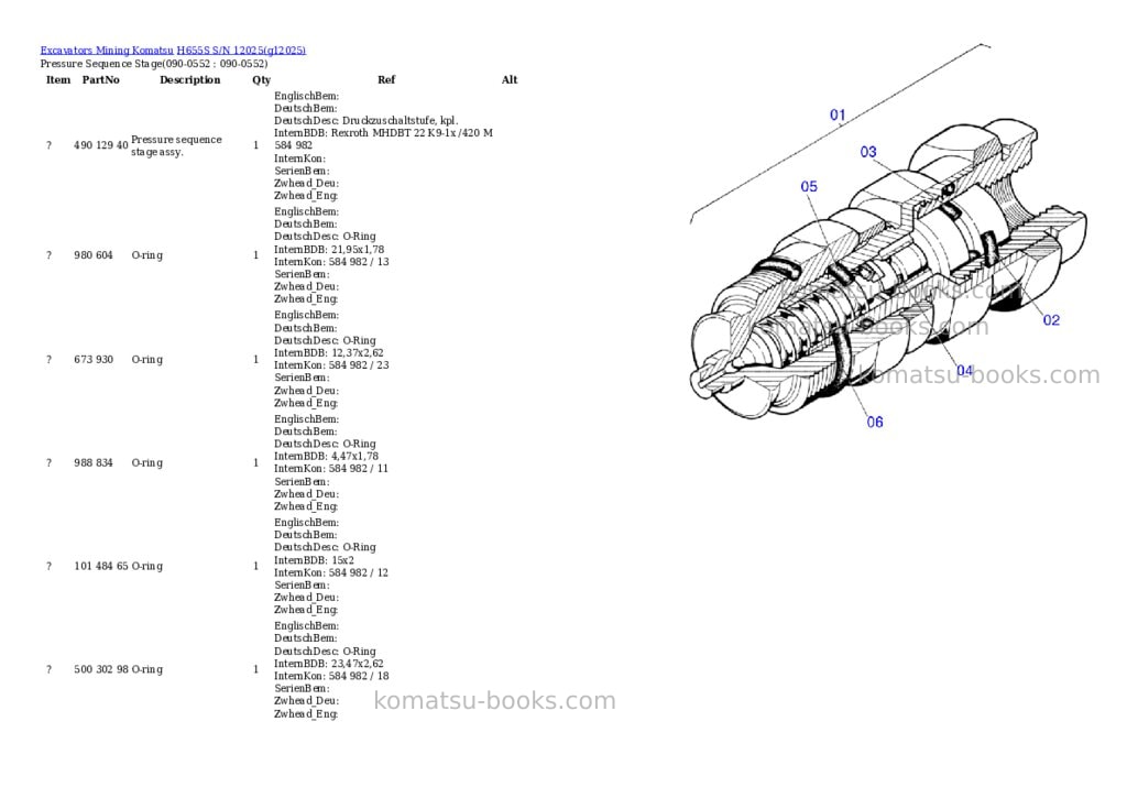 Komatsu h655s s/n 12025 Parts catalog cover Page 9