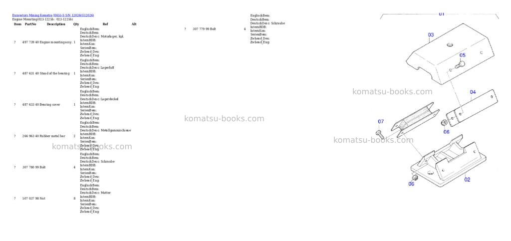 Komatsu h655-s s/n 12026 Parts catalog cover Komatsu h655-s s/n 12026 Parts catalog cover