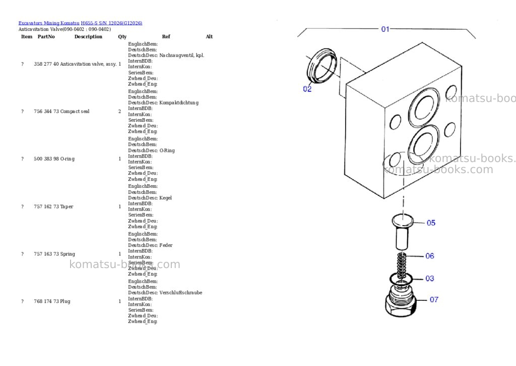 Komatsu h655-s s/n 12026 Parts catalog cover Page 6 Komatsu h655-s s/n 12026 Parts catalog cover Page 6