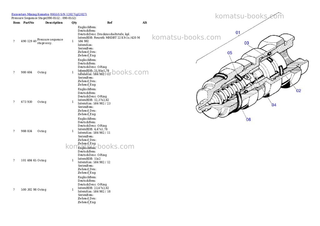 Komatsu h655s s/n 12027 Parts catalog cover Page 9