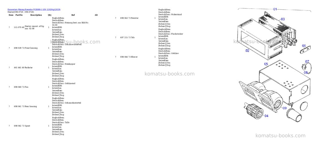 Komatsu pc8000-1 s/n 12029 Parts catalog cover Page 10 Komatsu pc8000-1 s/n 12029 Parts catalog cover Page 10