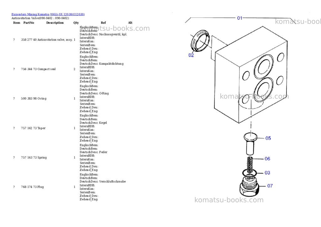 Komatsu h655-sx 12030 Parts catalog cover Page 6