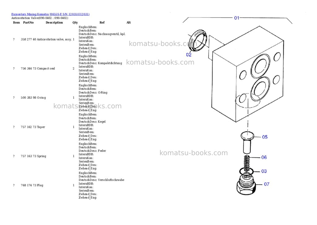 Komatsu h655s-e s/n 12031 Parts catalog cover Page 4 Komatsu h655s-e s/n 12031 Parts catalog cover Page 4