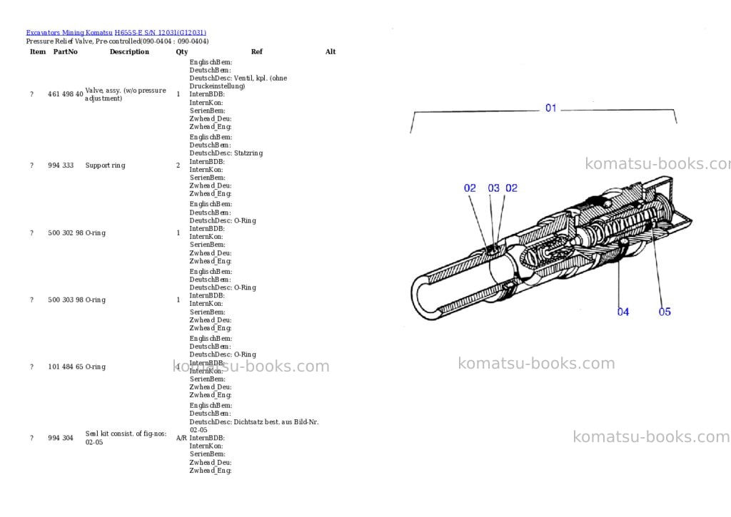 Komatsu h655s-e s/n 12031 Parts catalog cover Page 5 Komatsu h655s-e s/n 12031 Parts catalog cover Page 5
